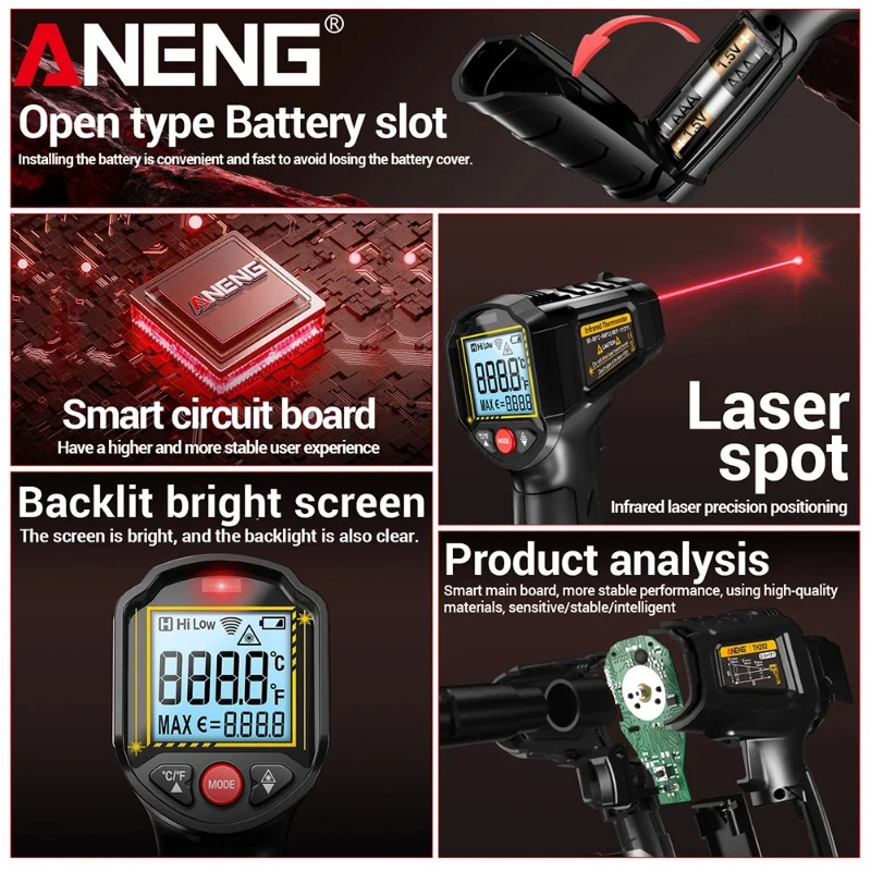ANENG TH202 Termómetros indust - Industrial Laser Thermometer reseña y precio
