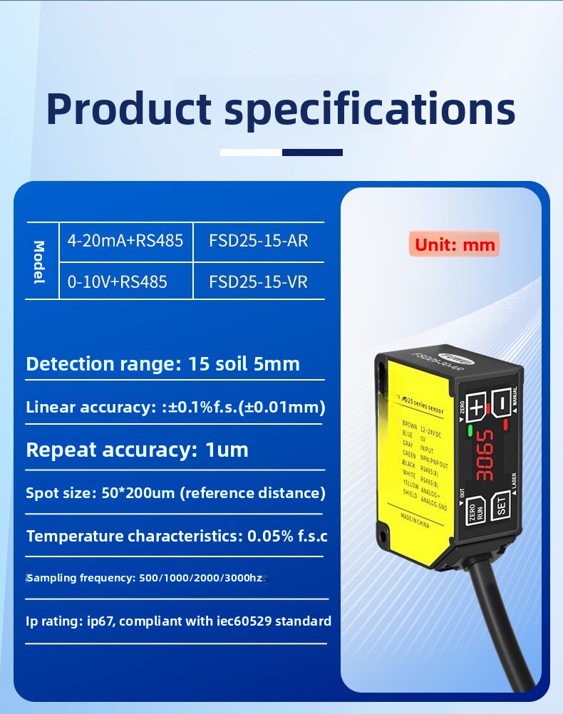 Sensor de alcance de desplazam - Industrial Laser Displacement Sensor reseña y precio